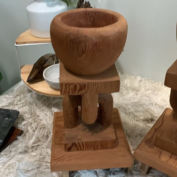 Bundle Of 2 Handcrafted Unique Raw Wooden Accent Decor Pieces - Picture 14 of 17